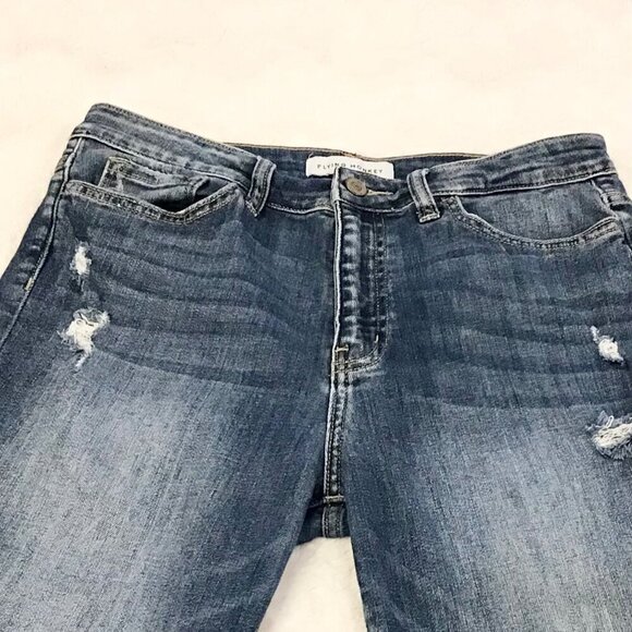 Flying Monkey 27 (4/5) Women’s High Rise Distressed Jeans Cropped Tapered Leg - Picture 2 of 10